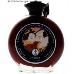 pintura de chocolate, body paint, vino y fresas