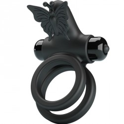 Anillo Vibrador Doble con Mariposa