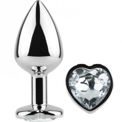 Plug de Metal con Corazon Brillante Transparente