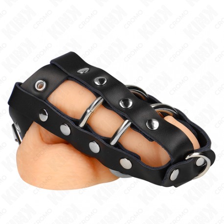 Jaula de Cuero para Pene Ajustable con Candado