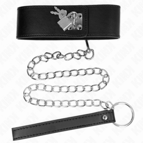 Collar Ancho de Cuero con Candado