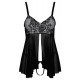 Babydoll con Cremallera y Tanga Abierto L