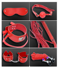 Set bondage de 7 piezas variado en color rojo